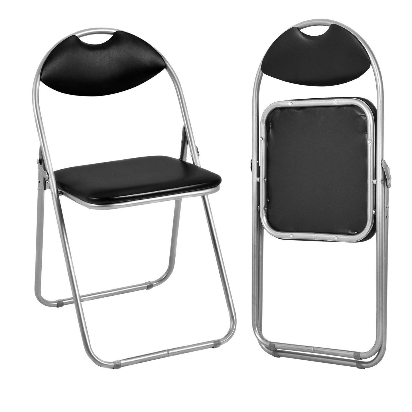 2/4/6 Pieces Portable Folding Dining Chairs Set with Carrying Handles-Set of 2, Black Dining Chairs   at Gallery Canada