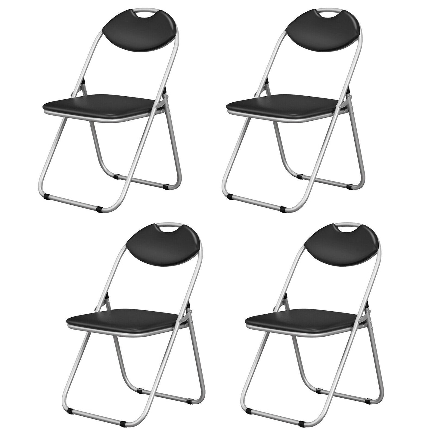 2/4/6 Pieces Portable Folding Dining Chairs Set with Carrying Handles-Set of 4, Black Dining Chairs   at Gallery Canada