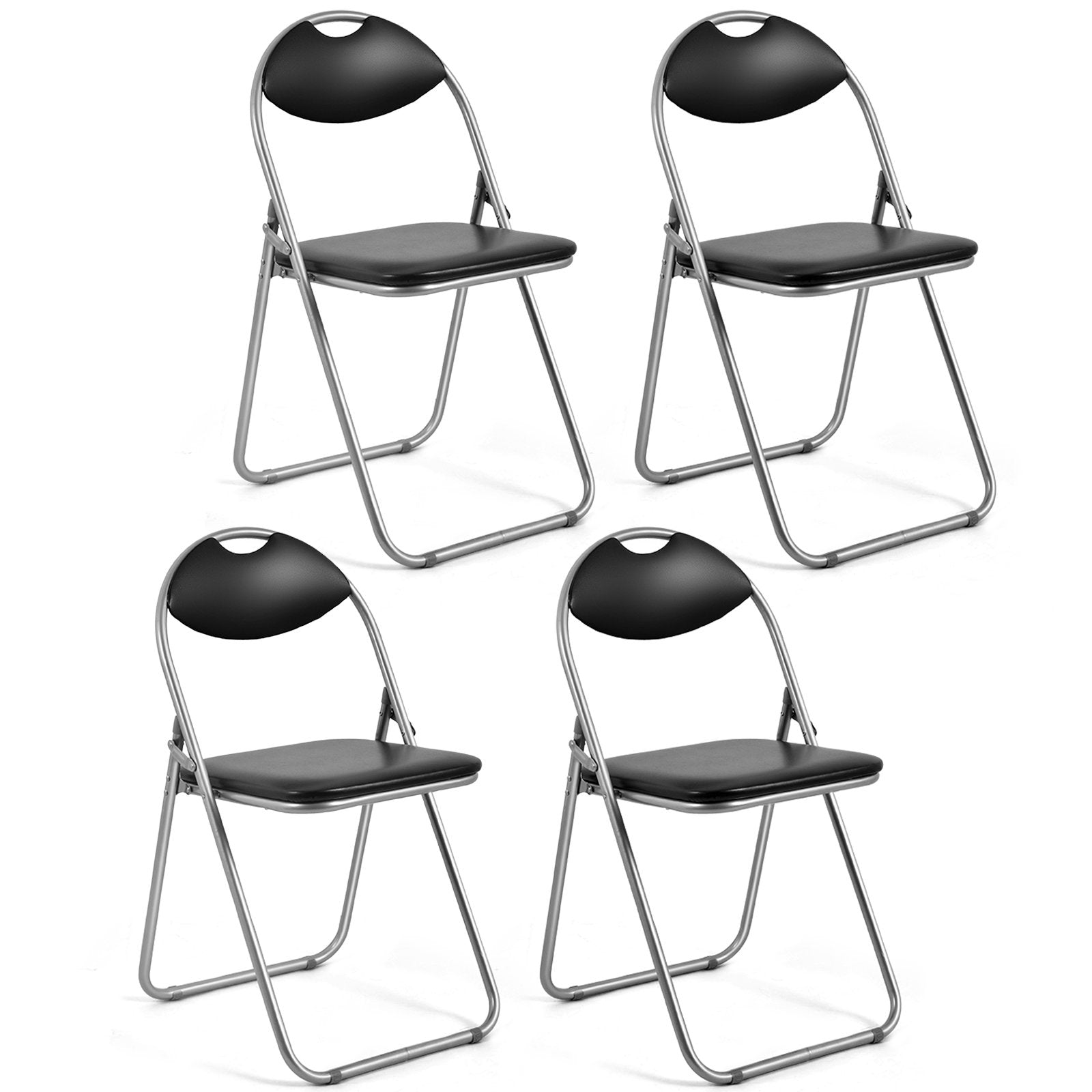 2/4/6 Pieces Portable Folding Dining Chairs Set with Carrying Handles-Set of 4, Black Dining Chairs   at Gallery Canada