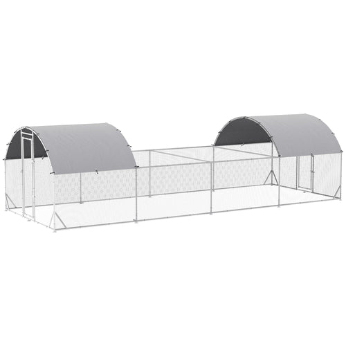 24.9' x 9.2' Metal Chicken Run with Waterproof and Anti-UV Cover