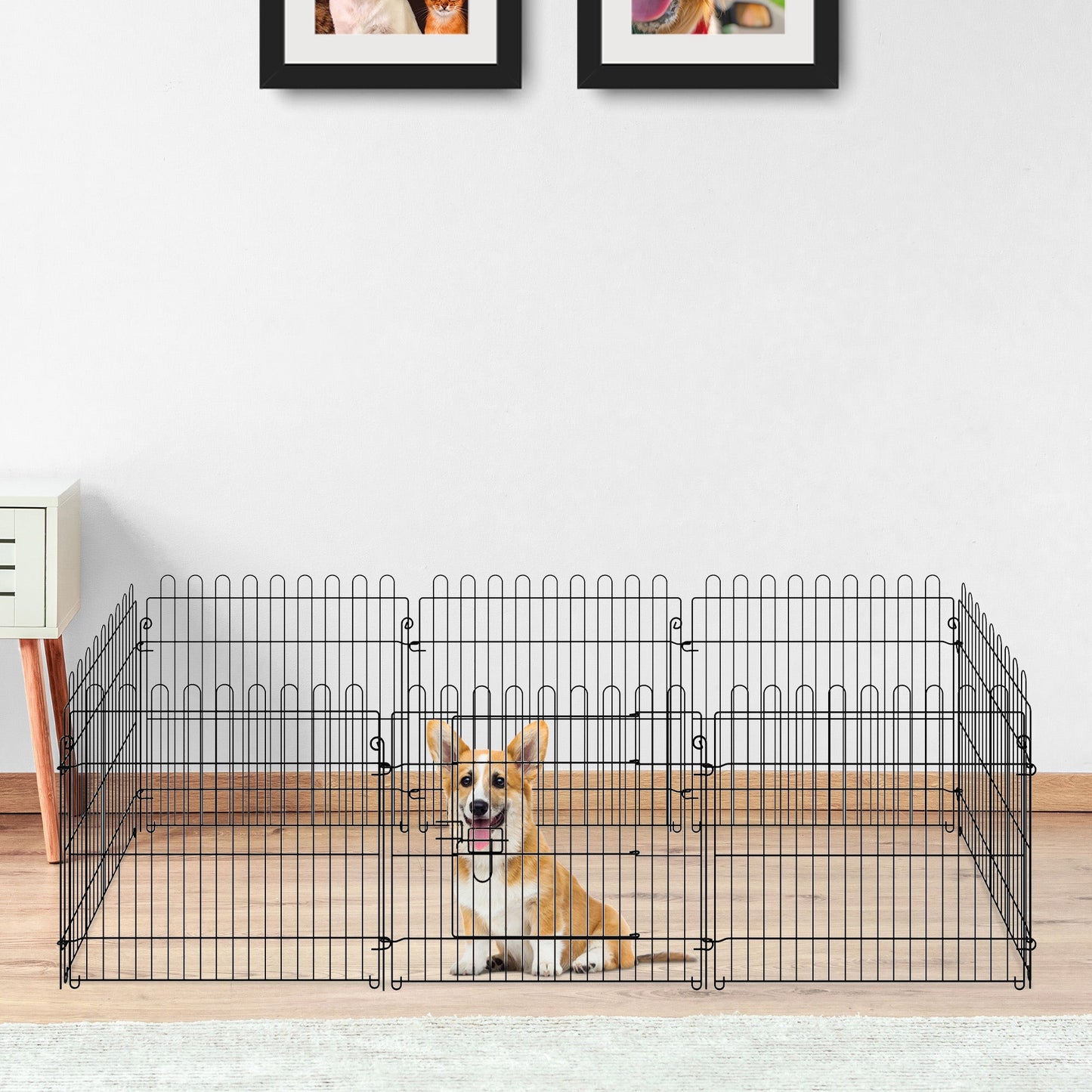 24inch 8-Panel Dog Playpen Octagon Pet Exercise Playpen Crate Foldable Dog Cage Pen Puppy Kennel, Black Houses, Kennels & Pens   at Gallery Canada