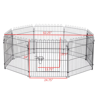 24inch 8-Panel Dog Playpen Octagon Pet Exercise Playpen Crate Foldable Dog Cage Pen Puppy Kennel, Black Houses, Kennels & Pens   at Gallery Canada