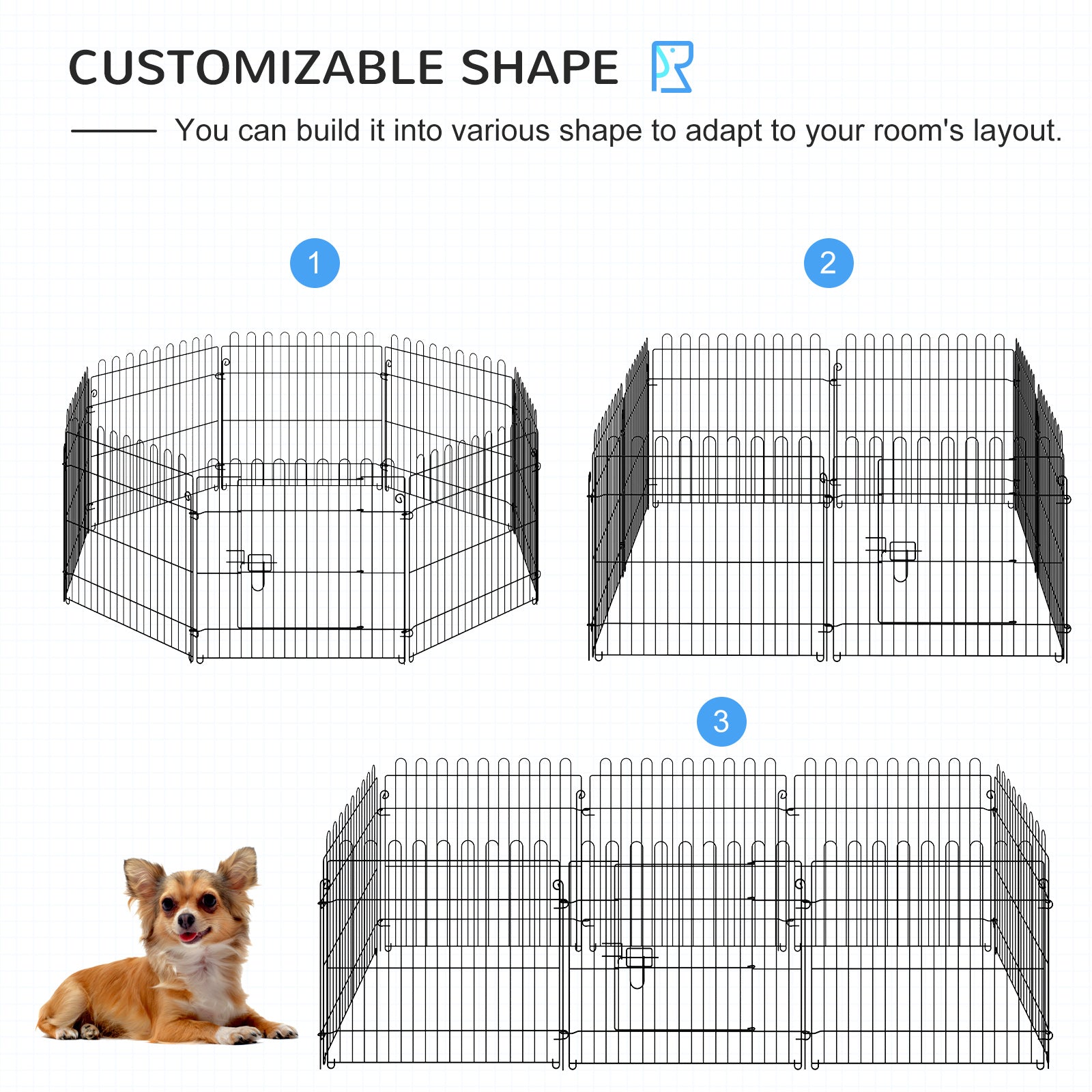 24inch 8-Panel Dog Playpen Octagon Pet Exercise Playpen Crate Foldable Dog Cage Pen Puppy Kennel, Black Houses, Kennels & Pens   at Gallery Canada