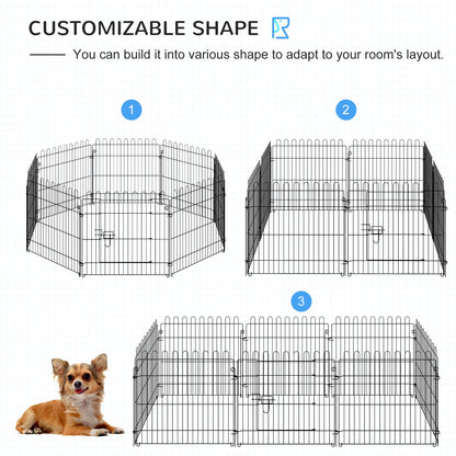 24inch 8-Panel Dog Playpen Octagon Pet Exercise Playpen Crate Foldable Dog Cage Pen Puppy Kennel, Black Houses, Kennels & Pens   at Gallery Canada