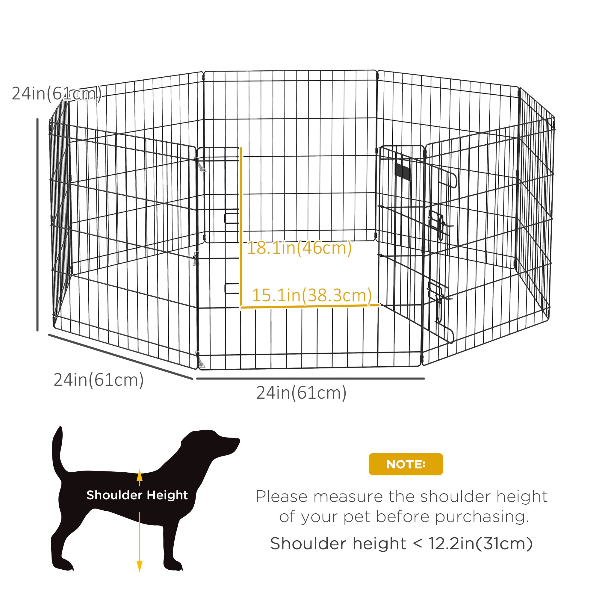 24inch Foldable Metal Exercise Pet Playpen Yard Dog Puppy Kennel Cage 8 Panel Houses, Kennels & Pens   at Gallery Canada