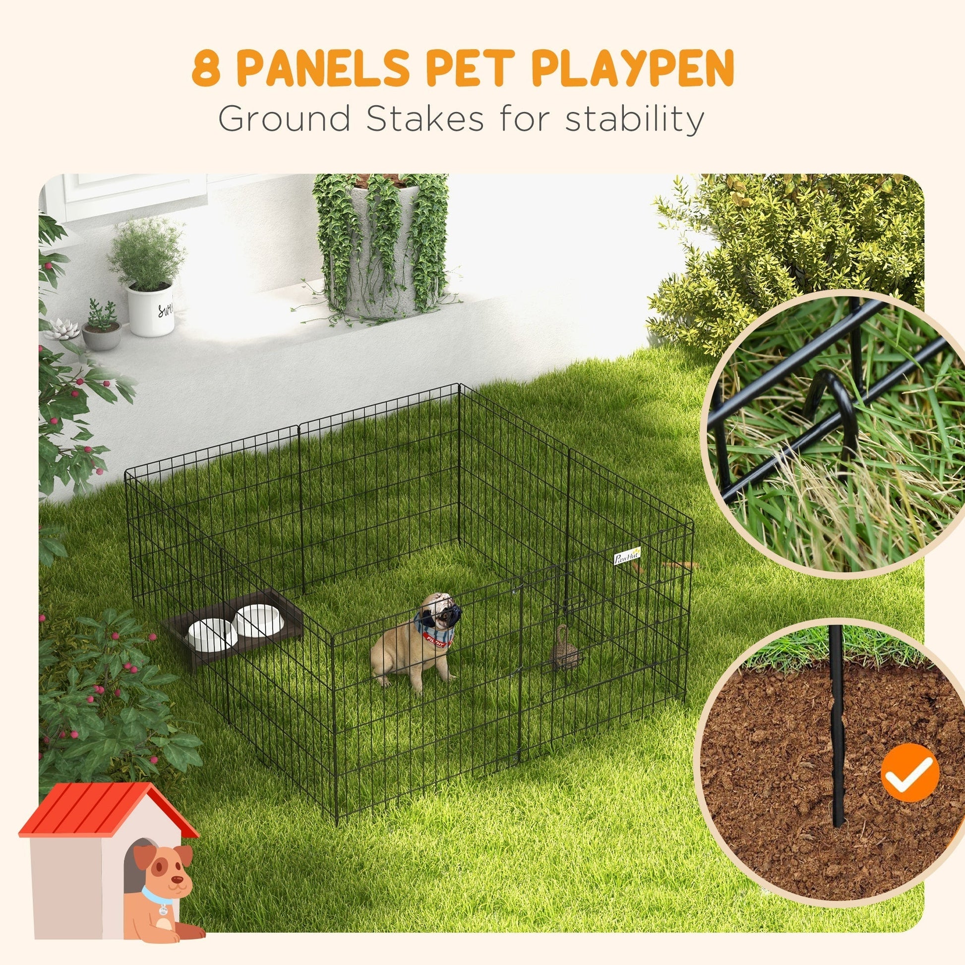 24inch Foldable Metal Exercise Pet Playpen Yard Dog Puppy Kennel Cage 8 Panel Houses, Kennels & Pens   at Gallery Canada