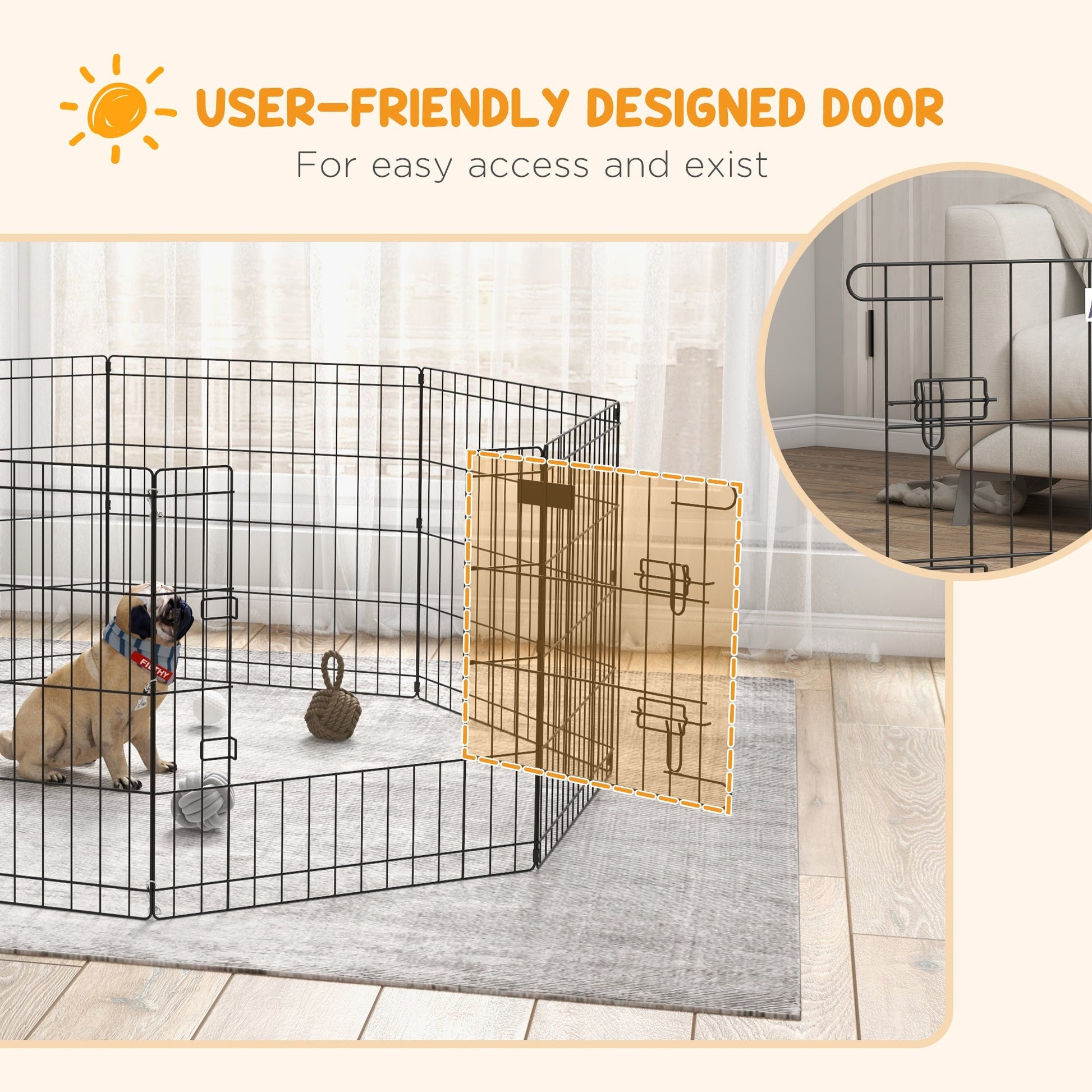 24inch Foldable Metal Exercise Pet Playpen Yard Dog Puppy Kennel Cage 8 Panel Houses, Kennels & Pens   at Gallery Canada