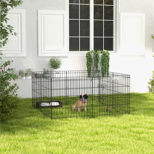 24inch Foldable Metal Exercise Pet Playpen Yard Dog Puppy Kennel Cage 8 Panel Houses, Kennels & Pens Black  at Gallery Canada