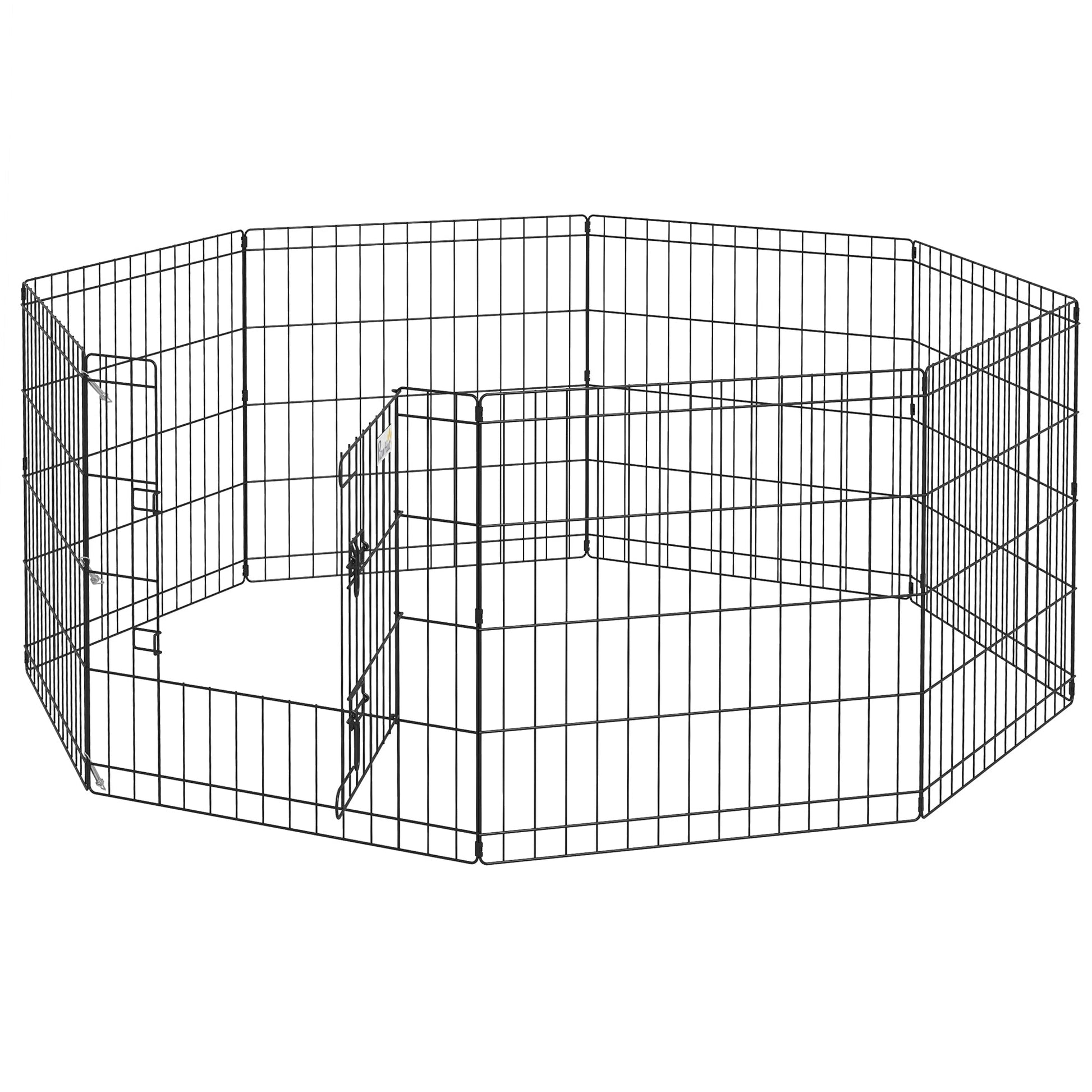 24inch Foldable Metal Exercise Pet Playpen Yard Dog Puppy Kennel Cage 8 Panel Houses, Kennels & Pens Black  at Gallery Canada