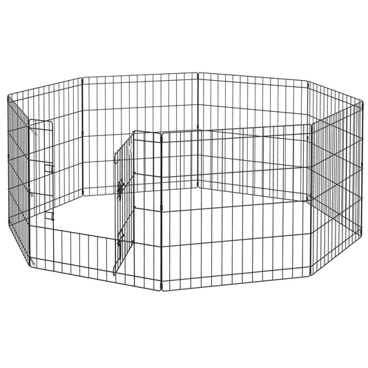 24inch Foldable Metal Exercise Pet Playpen Yard Dog Puppy Kennel Cage 8 Panel Houses, Kennels & Pens Black  at Gallery Canada