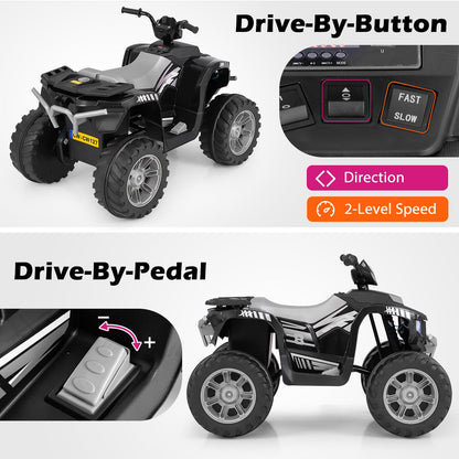 24V Kids Ride-On Electric ATV with Wireless Connection for Toddlers 3-8 Years Old, Black Powered Ride On Toys   at Gallery Canada