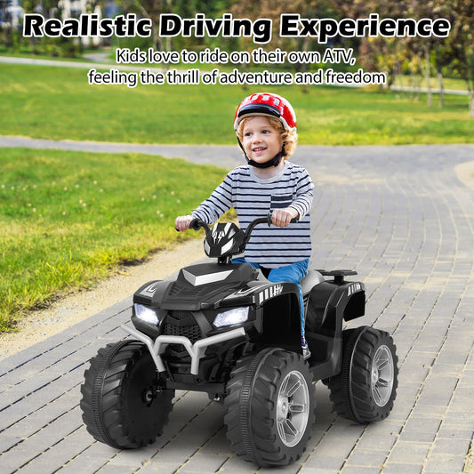 24V Kids Ride-On Electric ATV with Wireless Connection for Toddlers 3-8 Years Old, Black Powered Ride On Toys Black  at Gallery Canada