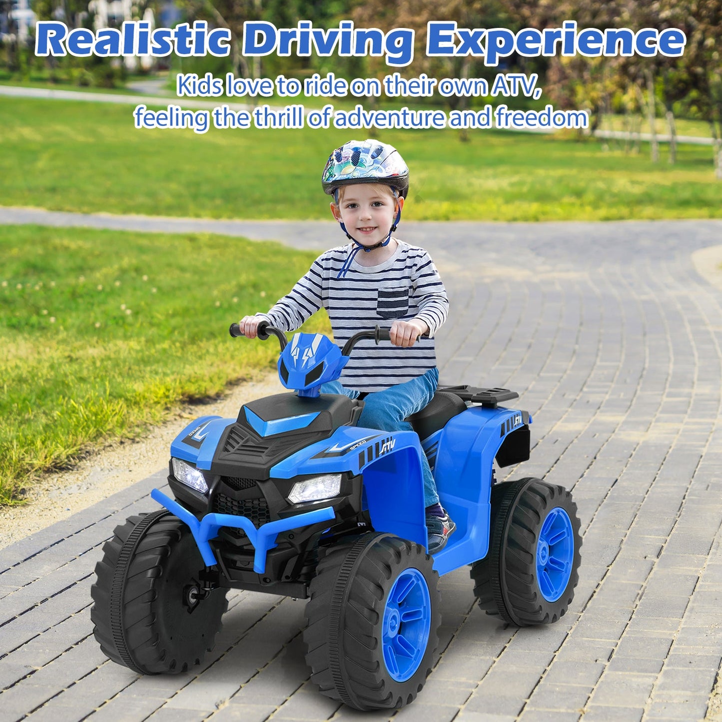 24V Kids Ride-On Electric ATV with Wireless Connection for Toddlers 3-8 Years Old, Blue Powered Ride On Toys   at Gallery Canada