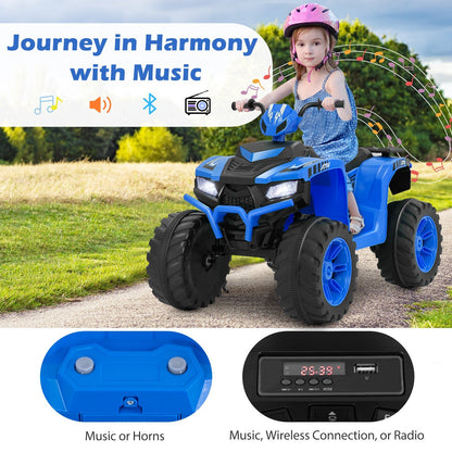 24V Kids Ride-On Electric ATV with Wireless Connection for Toddlers 3-8 Years Old, Blue Powered Ride On Toys   at Gallery Canada