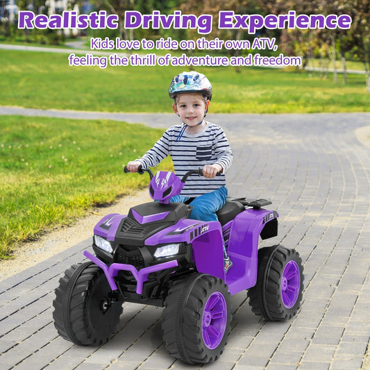 24V Kids Ride-On Electric ATV with Wireless Connection for Toddlers 3-8 Years Old, Purple Powered Ride On Toys Purple  at Gallery Canada