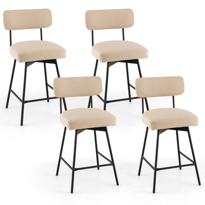 25" 2-Piece Modern Upholstered Bar Stools with Back and Footrests, Beige Bar Stools   at Gallery Canada