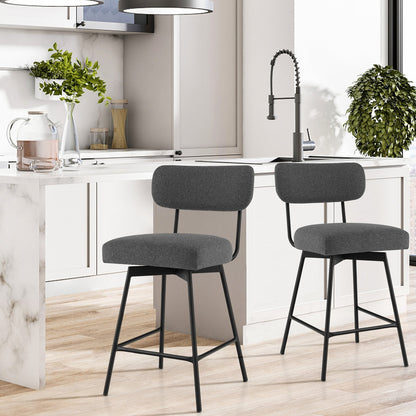 25" 2-Piece Modern Upholstered Bar Stools with Back and Footrests, Gray Bar Stools   at Gallery Canada