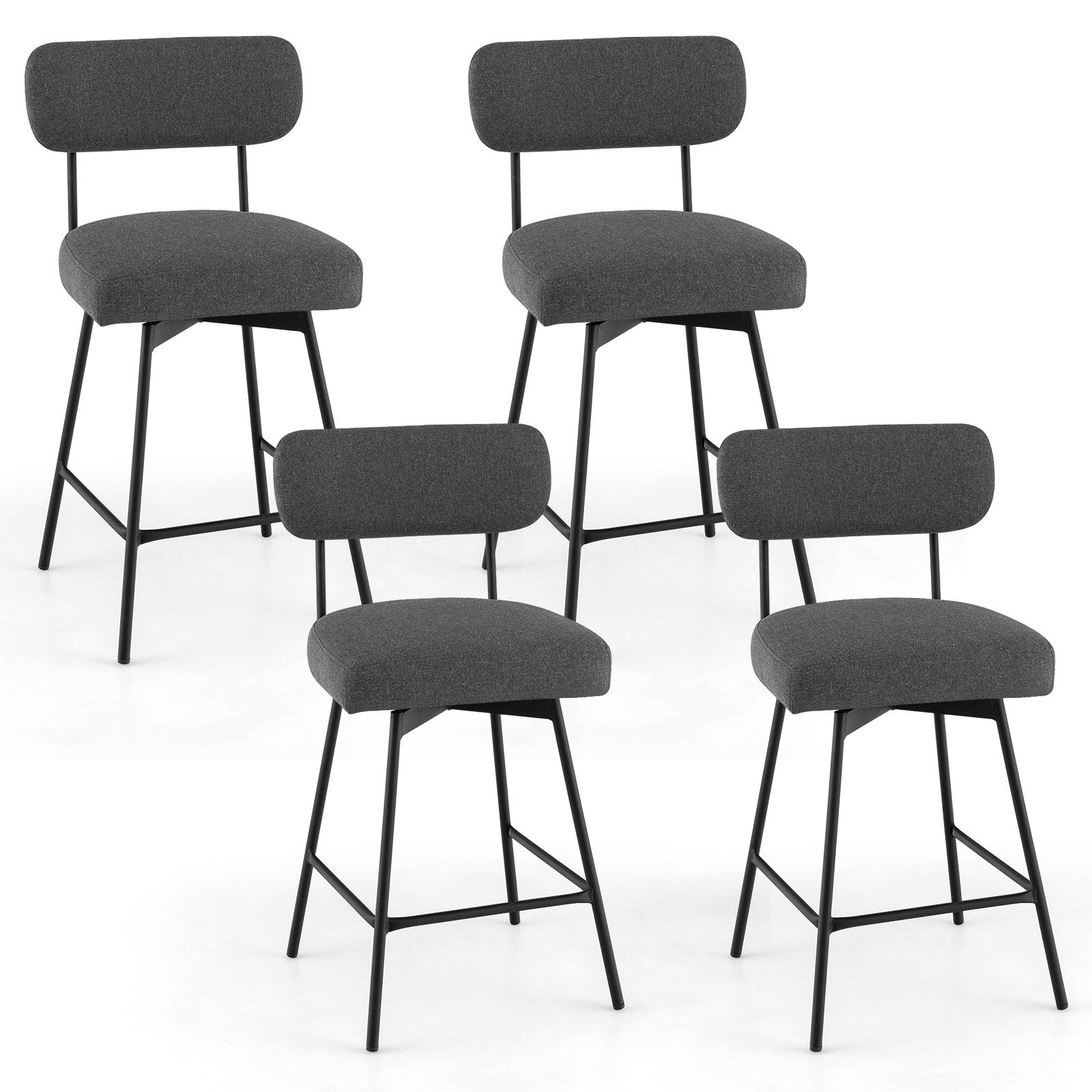 25" 2-Piece Modern Upholstered Bar Stools with Back and Footrests, Gray Bar Stools   at Gallery Canada