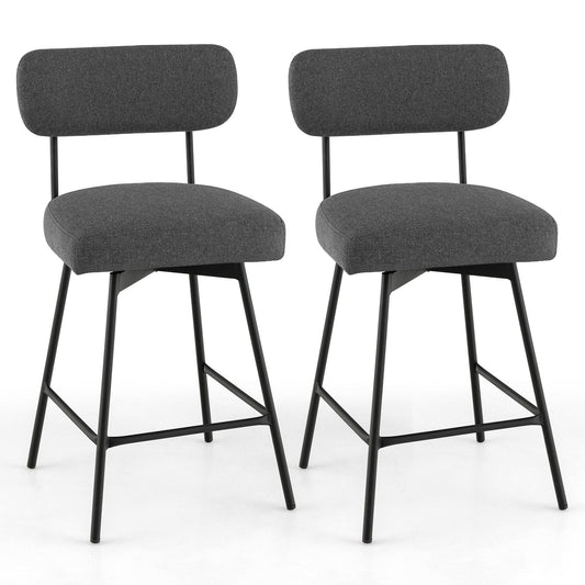 25" 2-Piece Modern Upholstered Bar Stools with Back and Footrests, Gray Bar Stools   at Gallery Canada