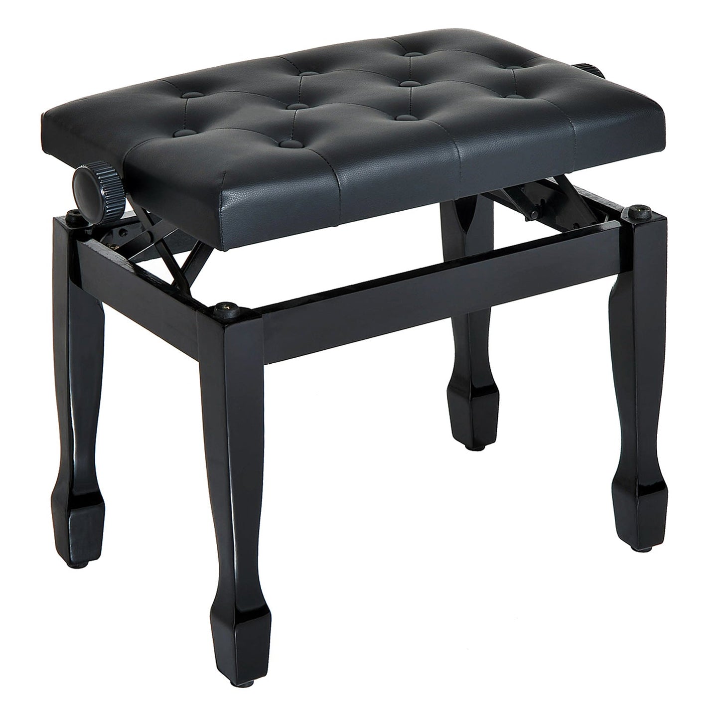 25" Adjustable Padded Piano Bench Wooden Artist Keyboard Seat Stool Chair Black Piano Benches Black  at Gallery Canada