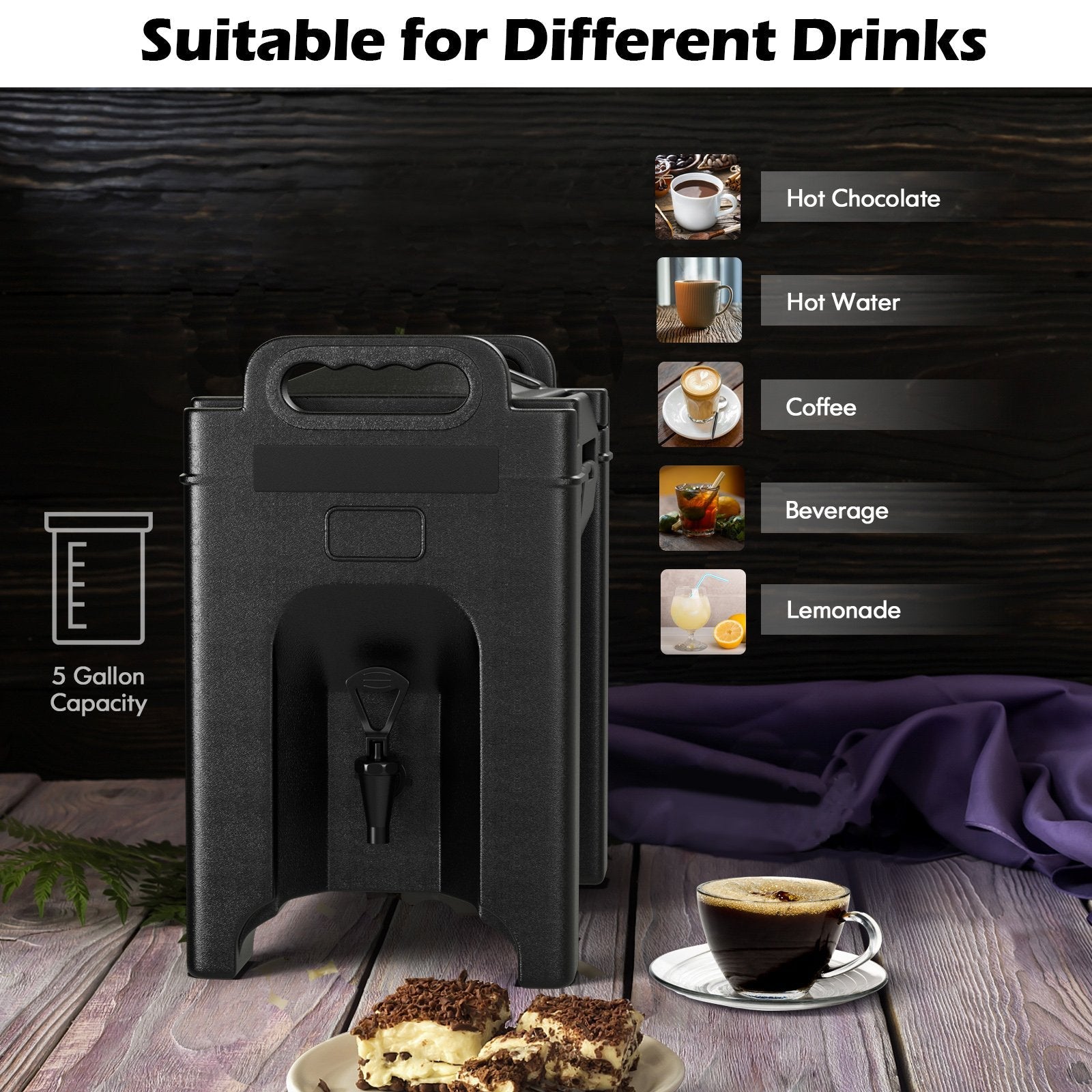 2.5 Gallon Insulated Beverage Server Dispenser, Black Water Dispensers   at Gallery Canada