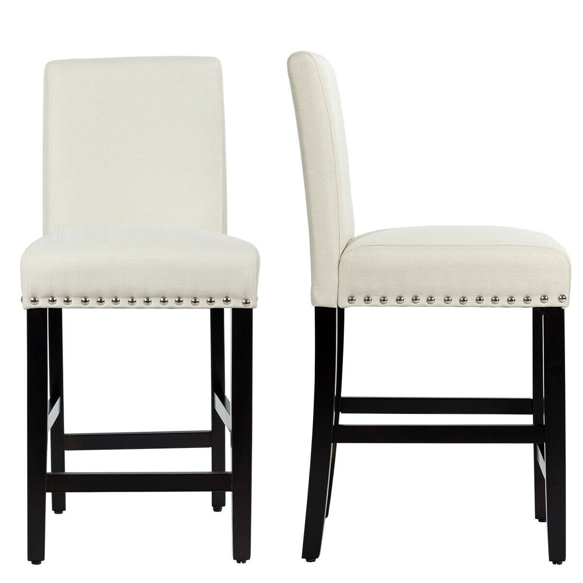 25 Inch Kitchen Chairs w/ Rubber Wood Legs, Beige Bar Stools   at Gallery Canada