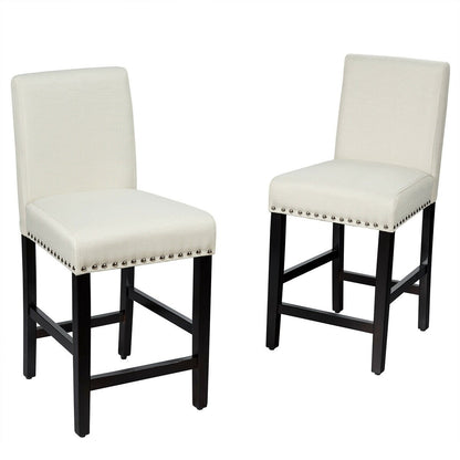 25 Inch Kitchen Chairs w/ Rubber Wood Legs, Beige Bar Stools   at Gallery Canada