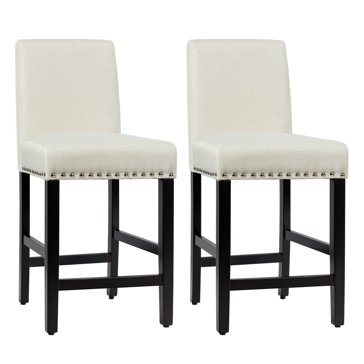 25 Inch Kitchen Chairs w/ Rubber Wood Legs, Beige Bar Stools   at Gallery Canada