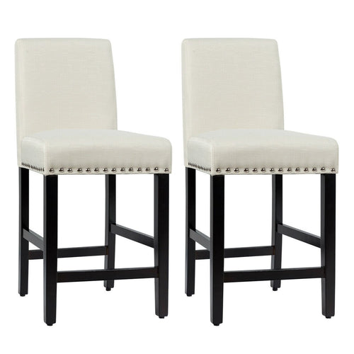 25 Inch Kitchen Chairs w/ Rubber Wood Legs, Beige