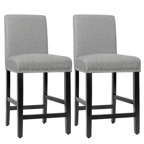 25 Inch Kitchen Chairs w/ Rubber Wood Legs, Gray