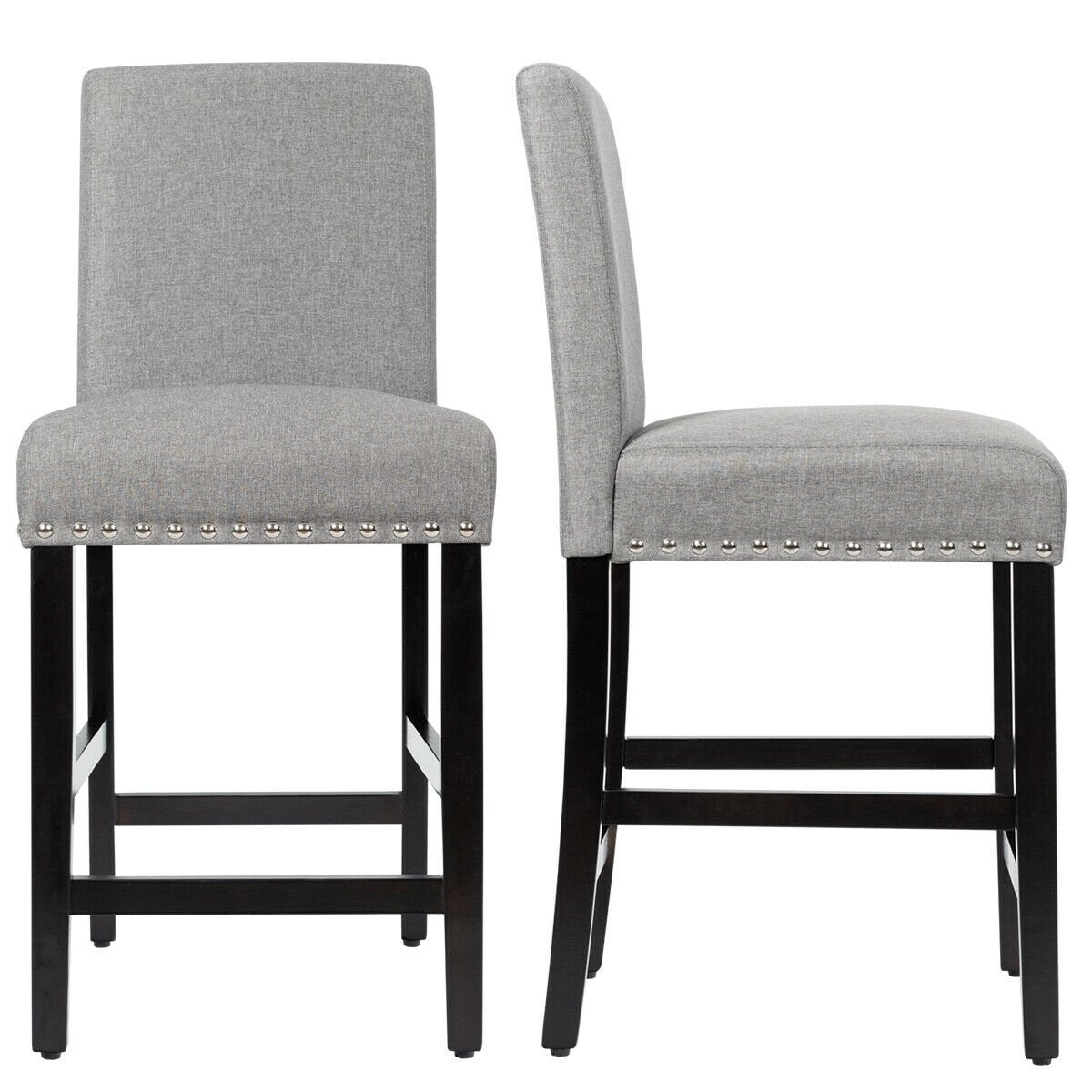 25 Inch Kitchen Chairs w/ Rubber Wood Legs, Gray Bar Stools   at Gallery Canada