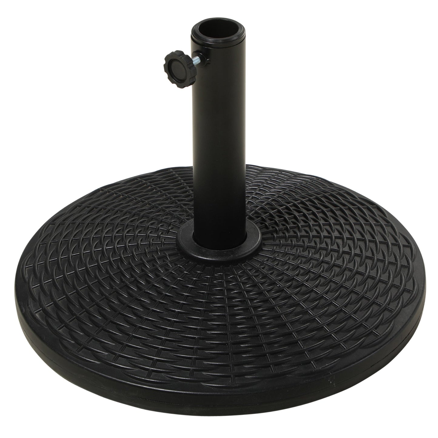 25 lbs Market Umbrella Base Holder 17.5" Round Parasol Stand with Rattan Design for Patio, Outdoor, Backyard, Black Umbrella Bases Black  at Gallery Canada