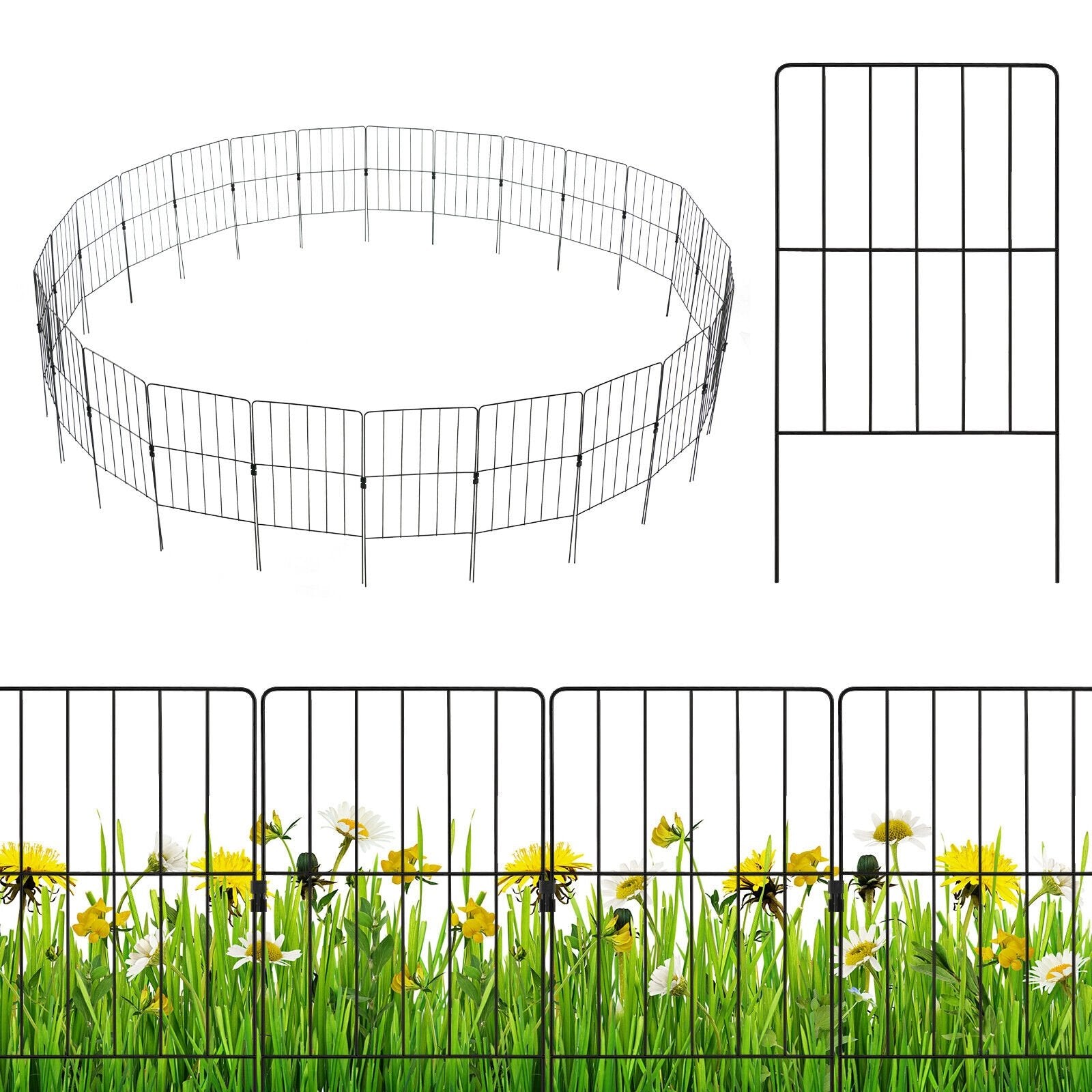 25 Pack Rustproof Decorative Garden Fence Set, Black Decorative Fencing & Flooring   at Gallery Canada