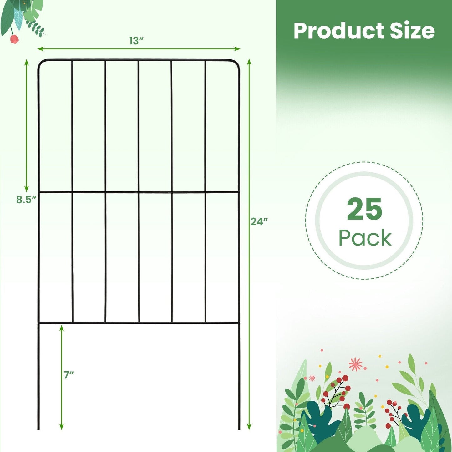 25 Pack Rustproof Decorative Garden Fence Set, Black Decorative Fencing & Flooring   at Gallery Canada