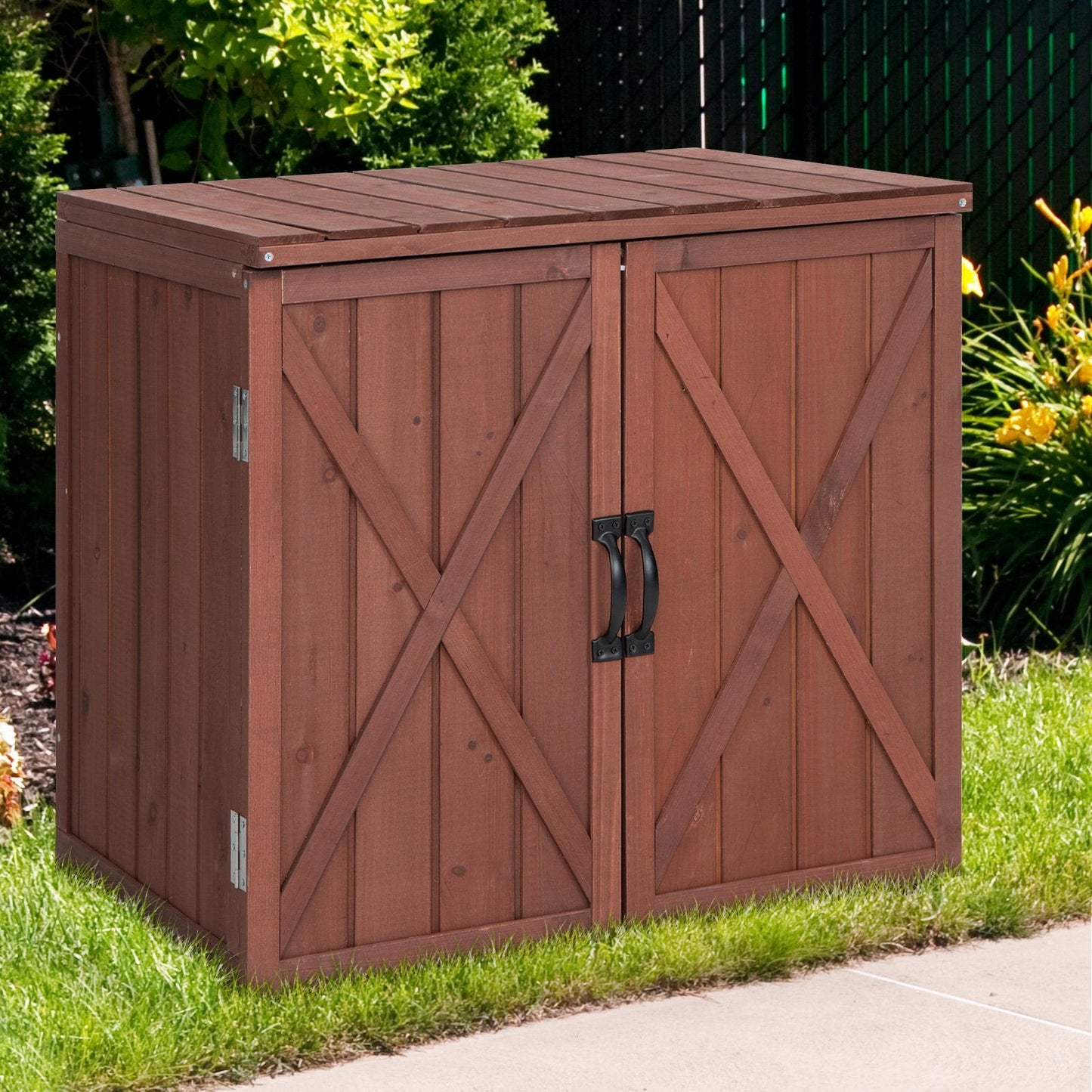 2.5 x 2 Feet Outdoor Wooden Storage Cabinet with Double Doors, Brown Sheds & Outdoor Storage   at Gallery Canada