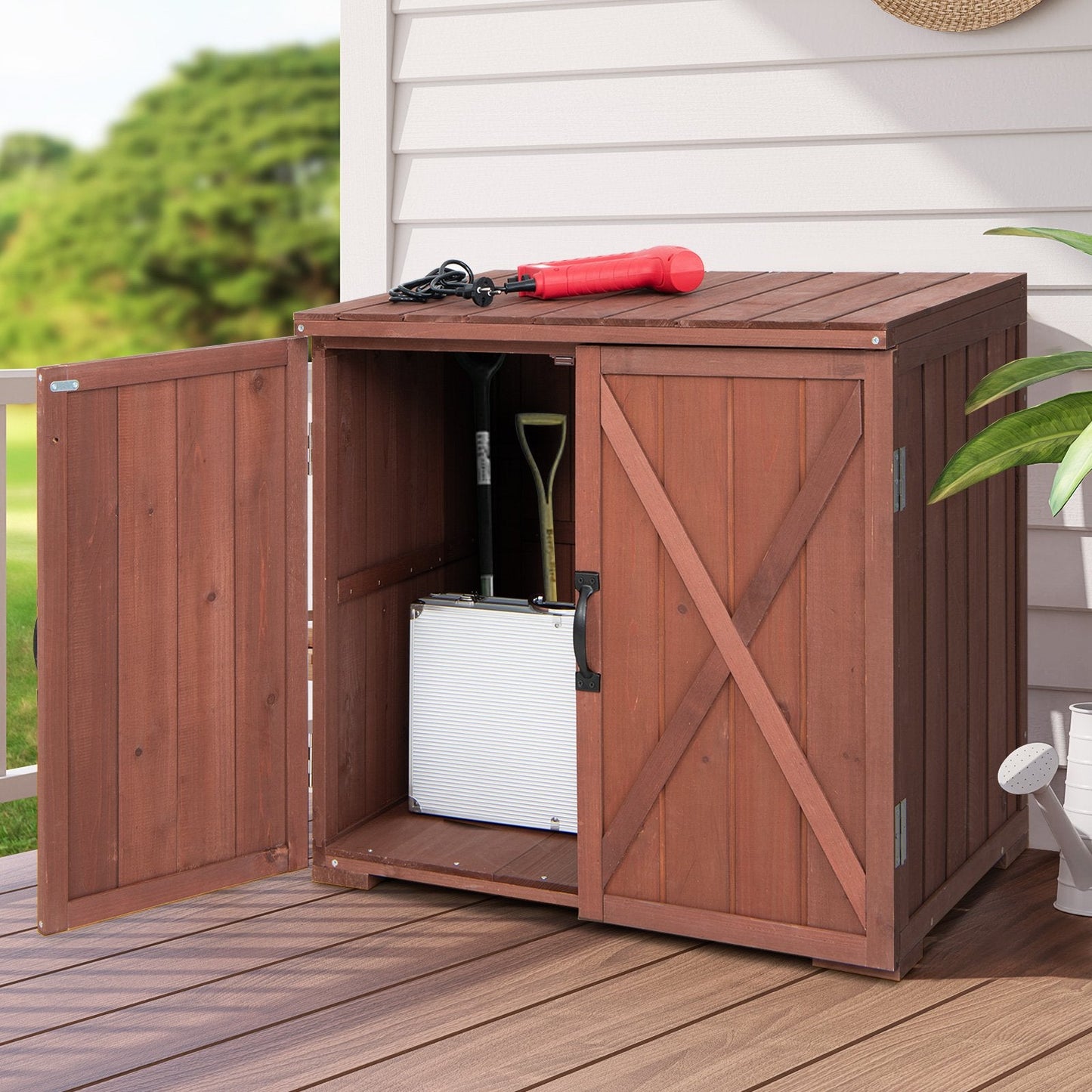 2.5 x 2 Feet Outdoor Wooden Storage Cabinet with Double Doors, Brown Sheds & Outdoor Storage   at Gallery Canada