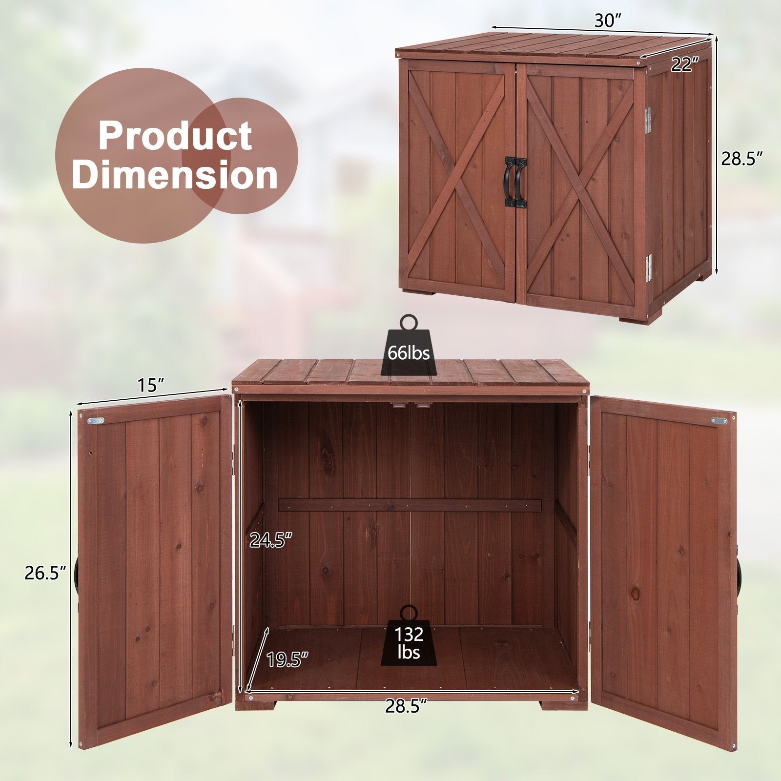 2.5 x 2 Feet Outdoor Wooden Storage Cabinet with Double Doors, Brown Sheds & Outdoor Storage   at Gallery Canada