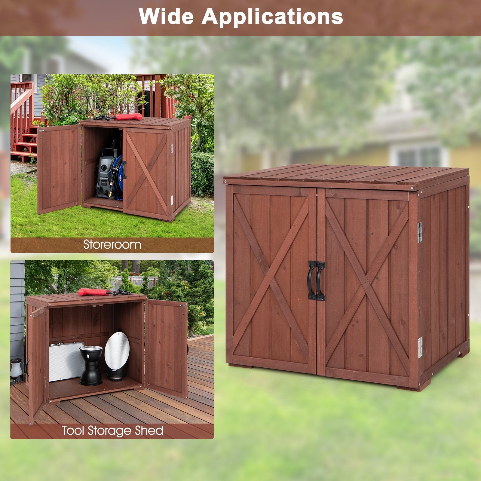 2.5 x 2 Feet Outdoor Wooden Storage Cabinet with Double Doors, Brown Sheds & Outdoor Storage   at Gallery Canada