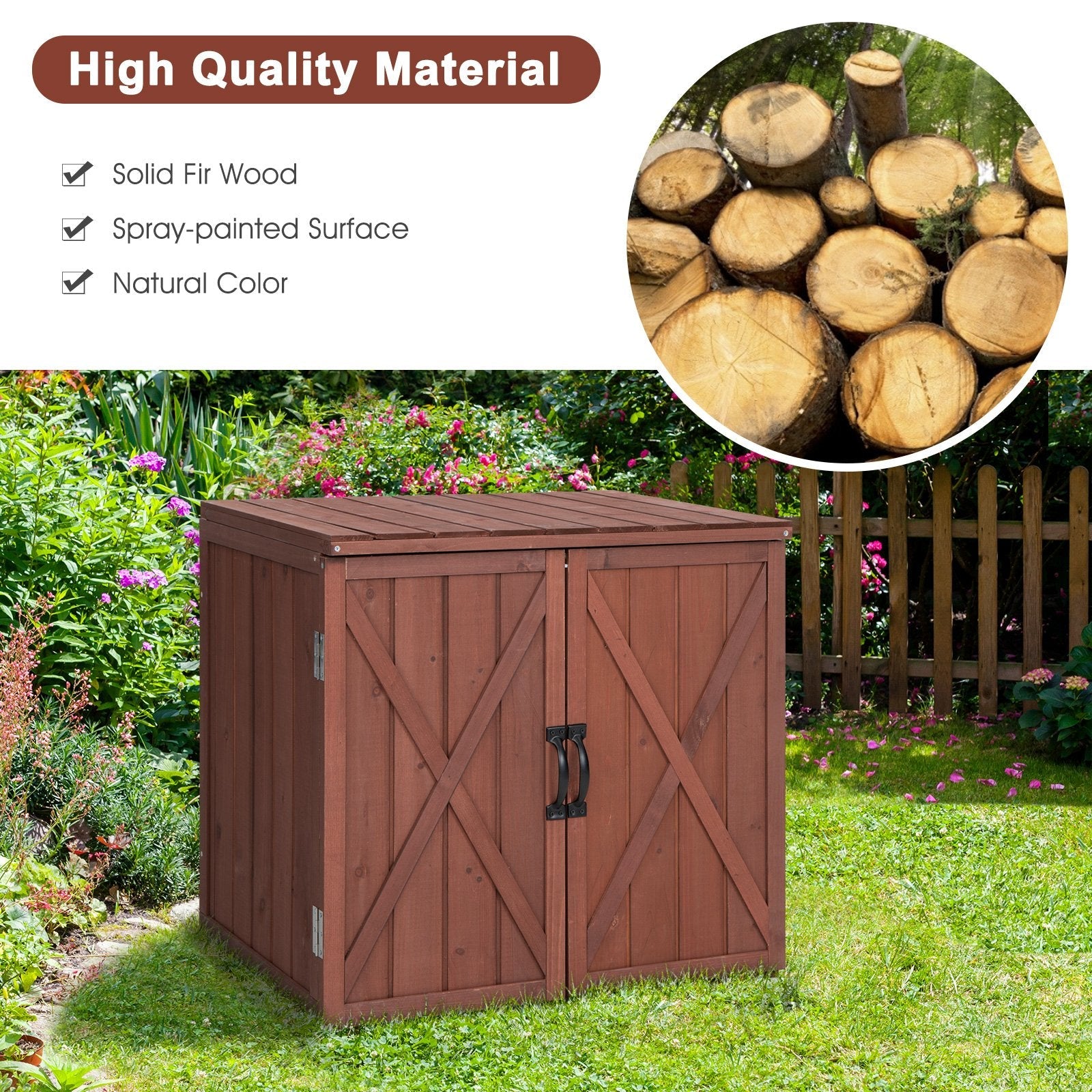 2.5 x 2 Feet Outdoor Wooden Storage Cabinet with Double Doors, Brown Sheds & Outdoor Storage   at Gallery Canada