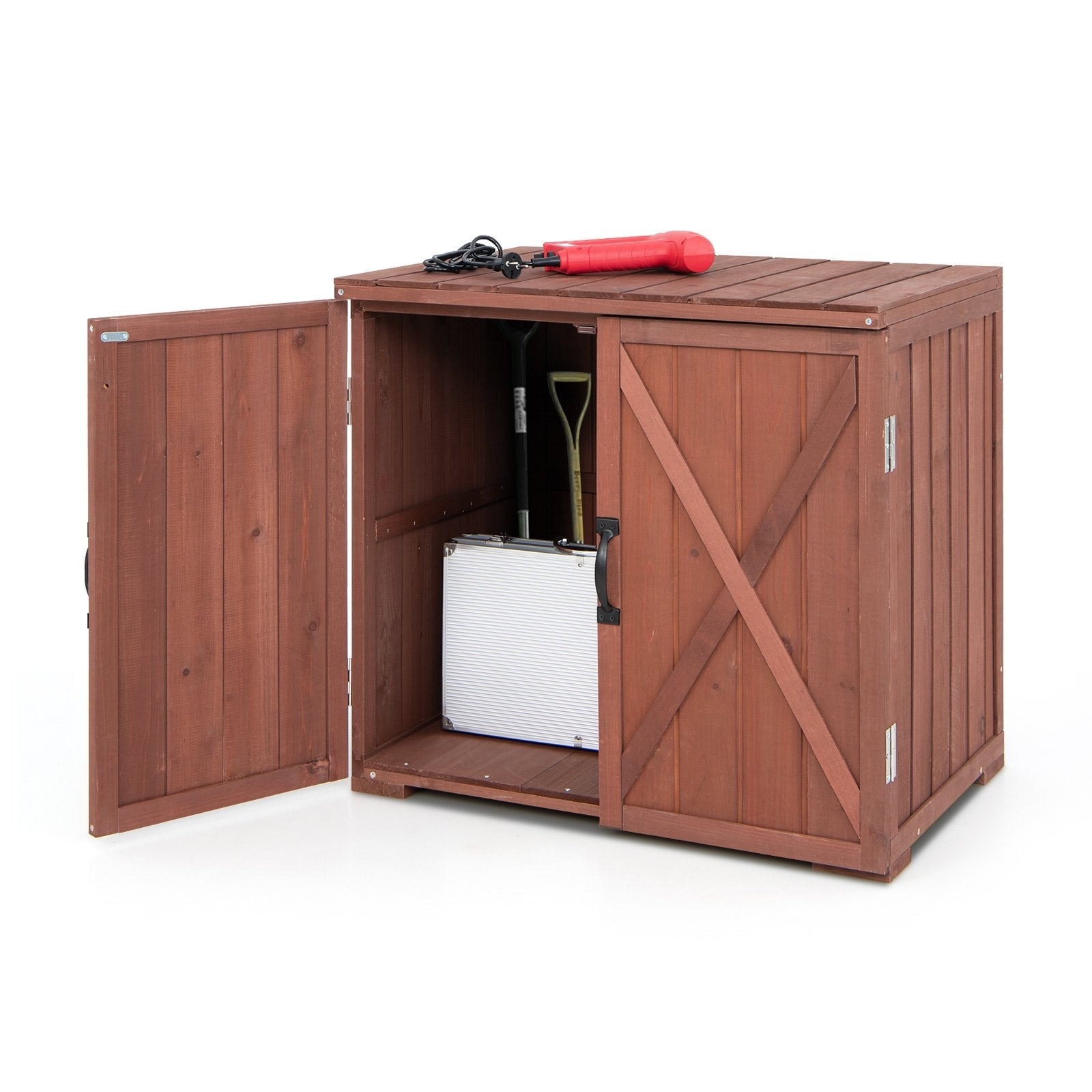 2.5 x 2 Feet Outdoor Wooden Storage Cabinet with Double Doors, Brown Sheds & Outdoor Storage   at Gallery Canada