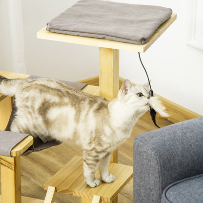 Pinewood Cat Tree Activity Center with Jute Scratching Post and Bed, Multi-Color Cat Posts   at Gallery Canada