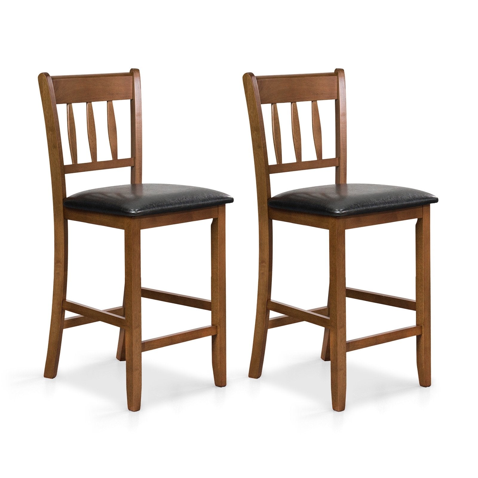 25.5 Inch Counter Height Bar Chair Set of 2 with Backrest Padded Seat, Walnut Dining Chairs   at Gallery Canada