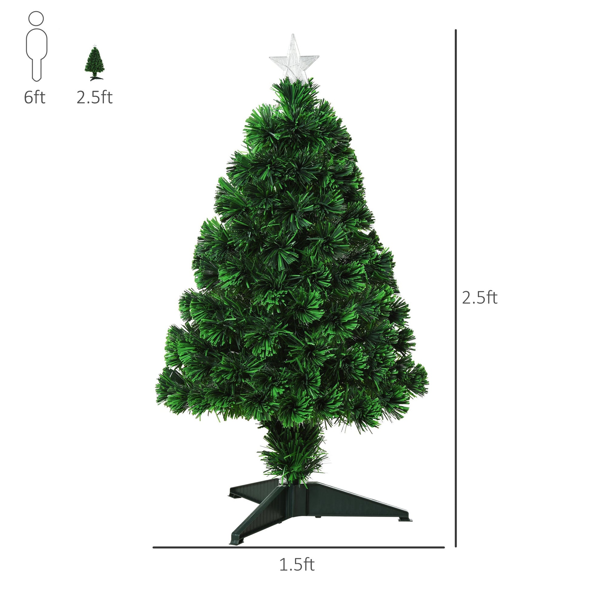 2.5FT Prelit Artificial Tabletop Christmas Tree with Fibre Optics Holiday Home Xmas Decoration for Table and Desk Geen Artificial Christmas Trees Green and White  at Gallery Canada