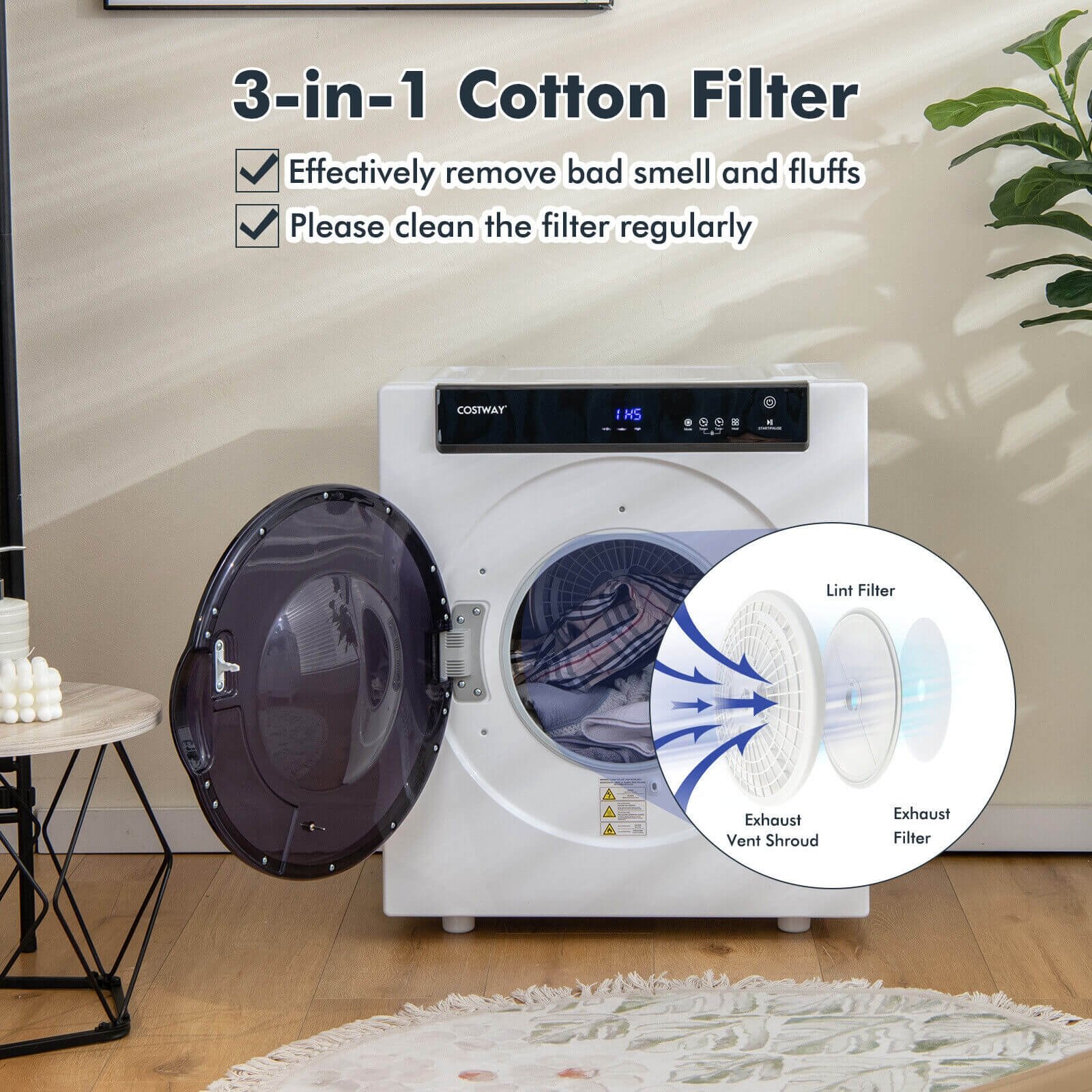 2.6 Cu.ft Compact Clothes Dryer with Touch Panel and 2 Modes, White Dryers   at Gallery Canada