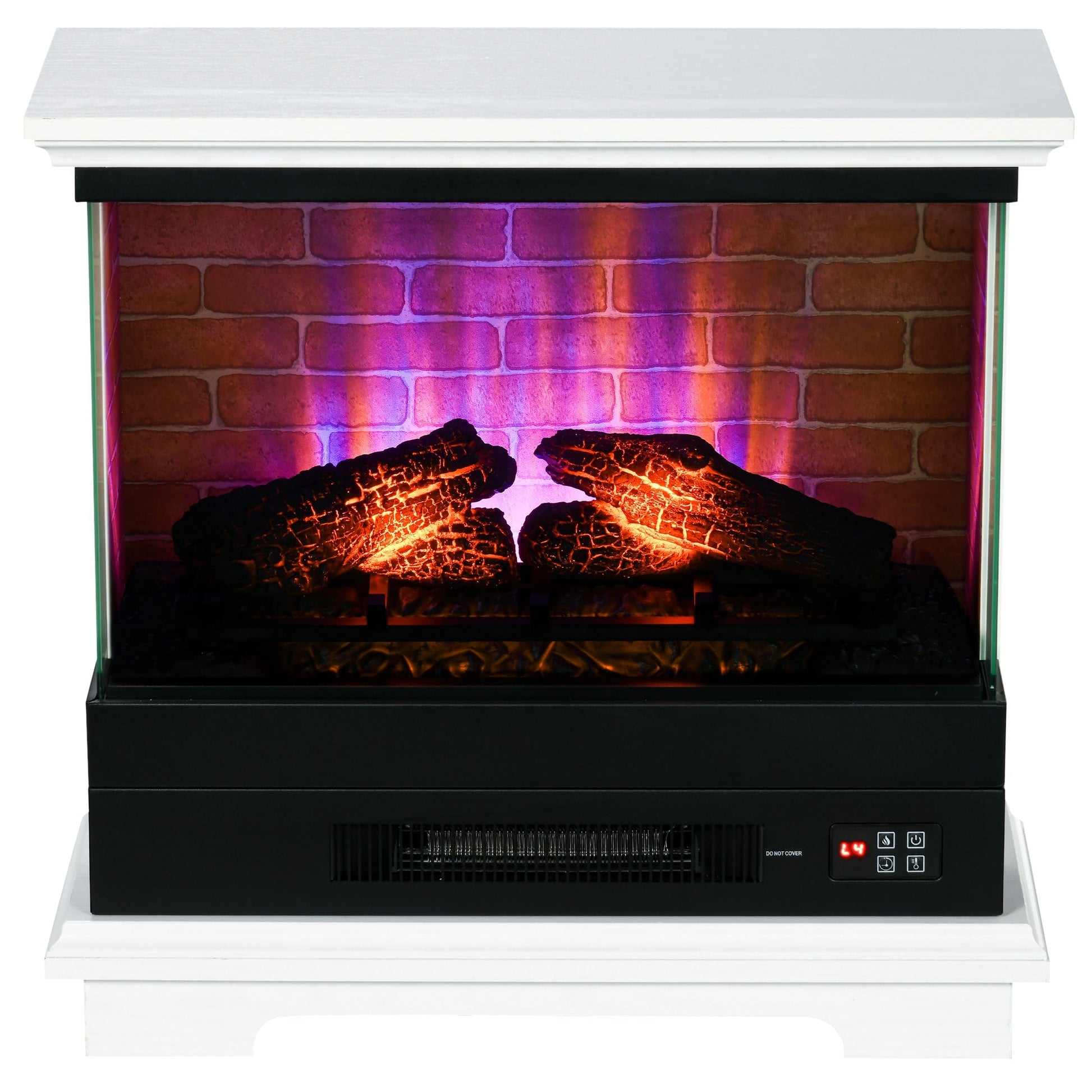 1400W 26" Freestanding Electric Fireplace Heater with Remote, Timer, White Electric Fireplaces White  at Gallery Canada