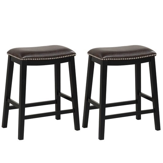 26 Inch Counter Height Bar Stool Set of 2 with Upholstered Seat, Brown Bar Stools   at Gallery Canada