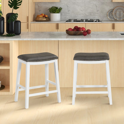 26 Inch Counter Height Bar Stool Set of 2 with Upholstered Seat, Gray Bar Stools   at Gallery Canada