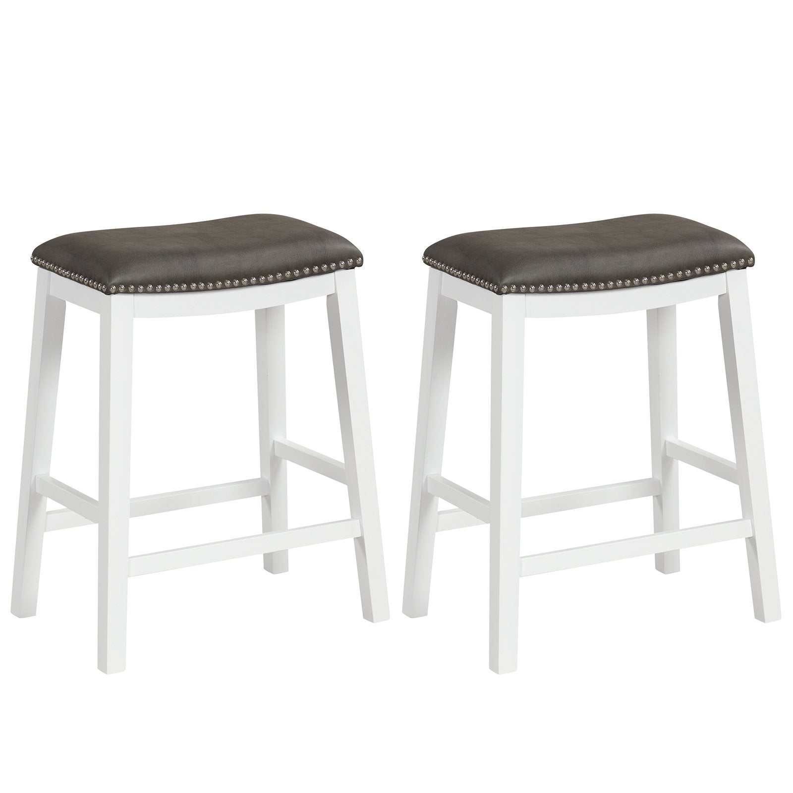 26 Inch Counter Height Bar Stool Set of 2 with Upholstered Seat, Gray Bar Stools   at Gallery Canada