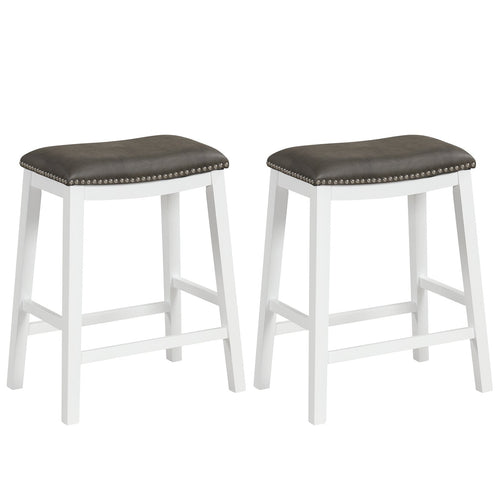 26 Inch Counter Height Bar Stool Set of 2 with Upholstered Seat, Gray