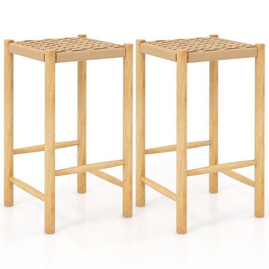 26 Inch Dining Bar Stool Set of 2, Natural Bar Stools   at Gallery Canada